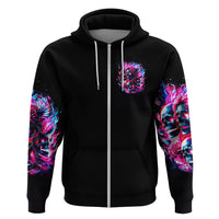 Flame Skull Zip Hoodie The Good Girl In Me Got Tired Of The Bullshit - Wonder Print Shop