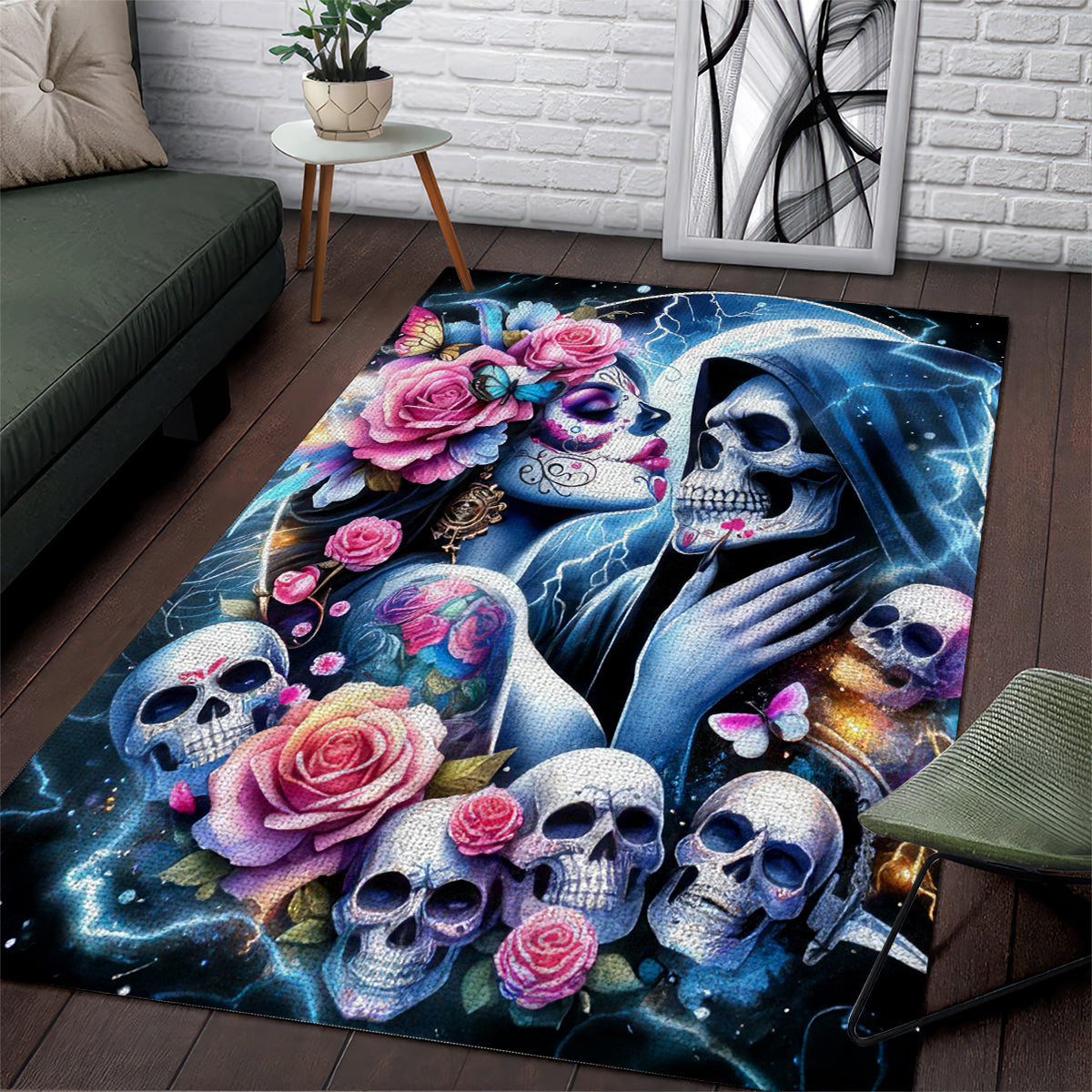 Couple Skull Area Rug From Our Firse Kiss - Wonder Print Shop