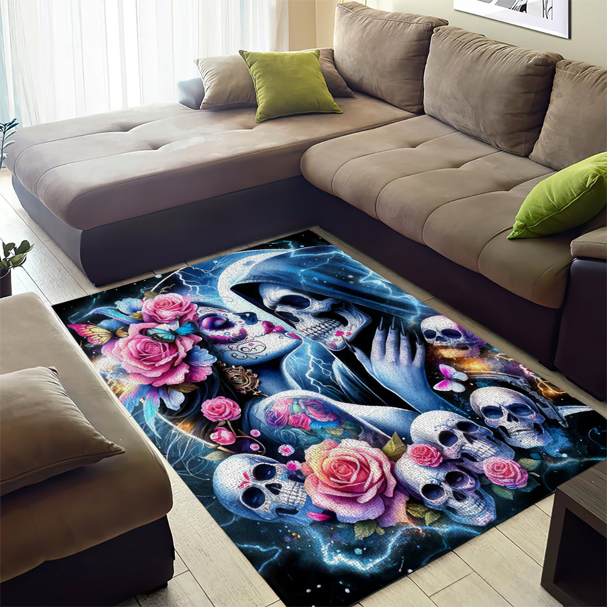 Couple Skull Area Rug From Our Firse Kiss - Wonder Print Shop