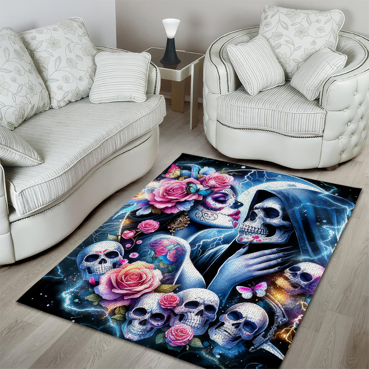 Couple Skull Area Rug From Our Firse Kiss - Wonder Print Shop