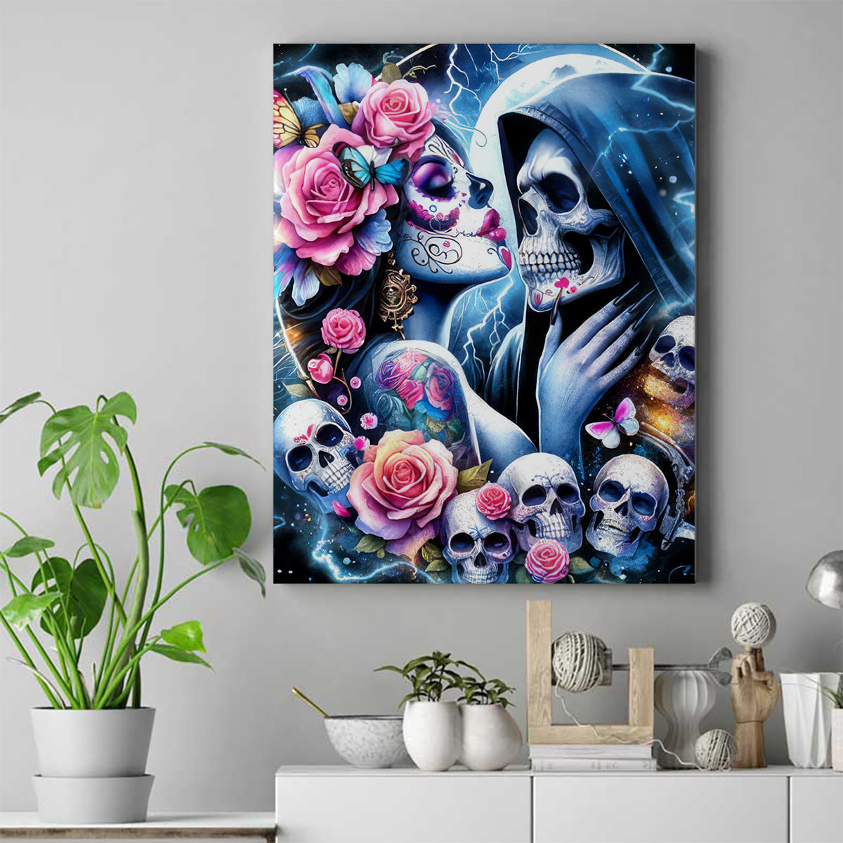 Couple Skull Canvas Wall Art From Our Firse Kiss - Wonder Print Shop