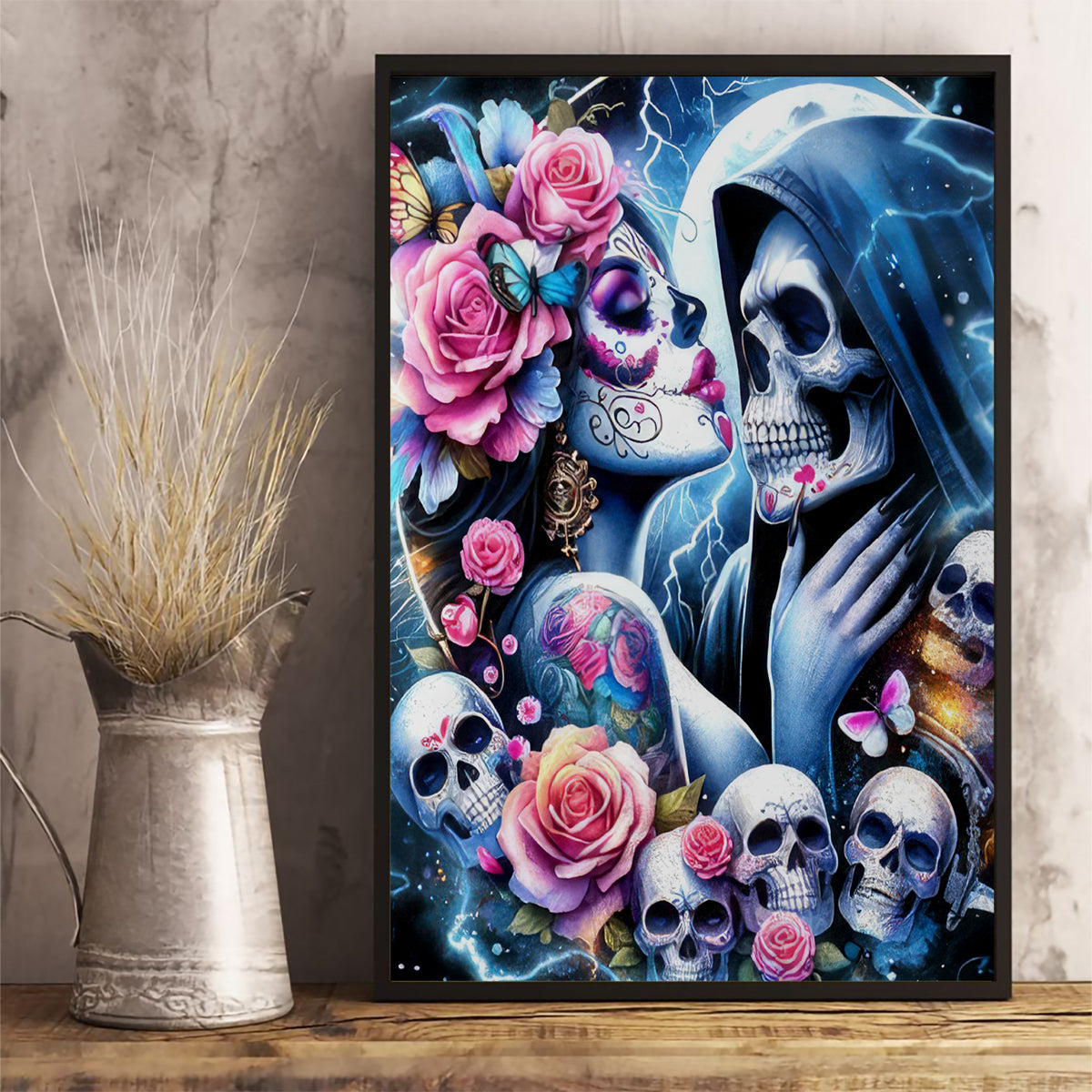 Couple Skull Canvas Wall Art From Our Firse Kiss - Wonder Print Shop