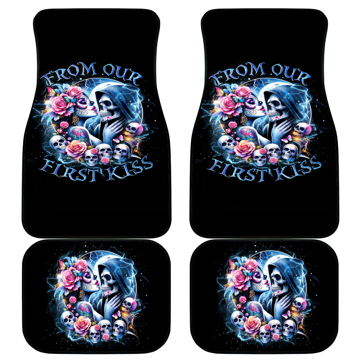 Couple Skull Car Mats From Our Firse Kiss - Wonder Print Shop