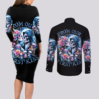 Couple Skull Couples Matching Long Sleeve Bodycon Dress and Long Sleeve Button Shirt From Our Firse Kiss - Wonder Print Shop