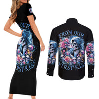 Couple Skull Couples Matching Short Sleeve Bodycon Dress and Long Sleeve Button Shirt From Our Firse Kiss - Wonder Print Shop