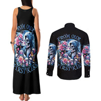 Couple Skull Couples Matching Tank Maxi Dress and Long Sleeve Button Shirt From Our Firse Kiss - Wonder Print Shop