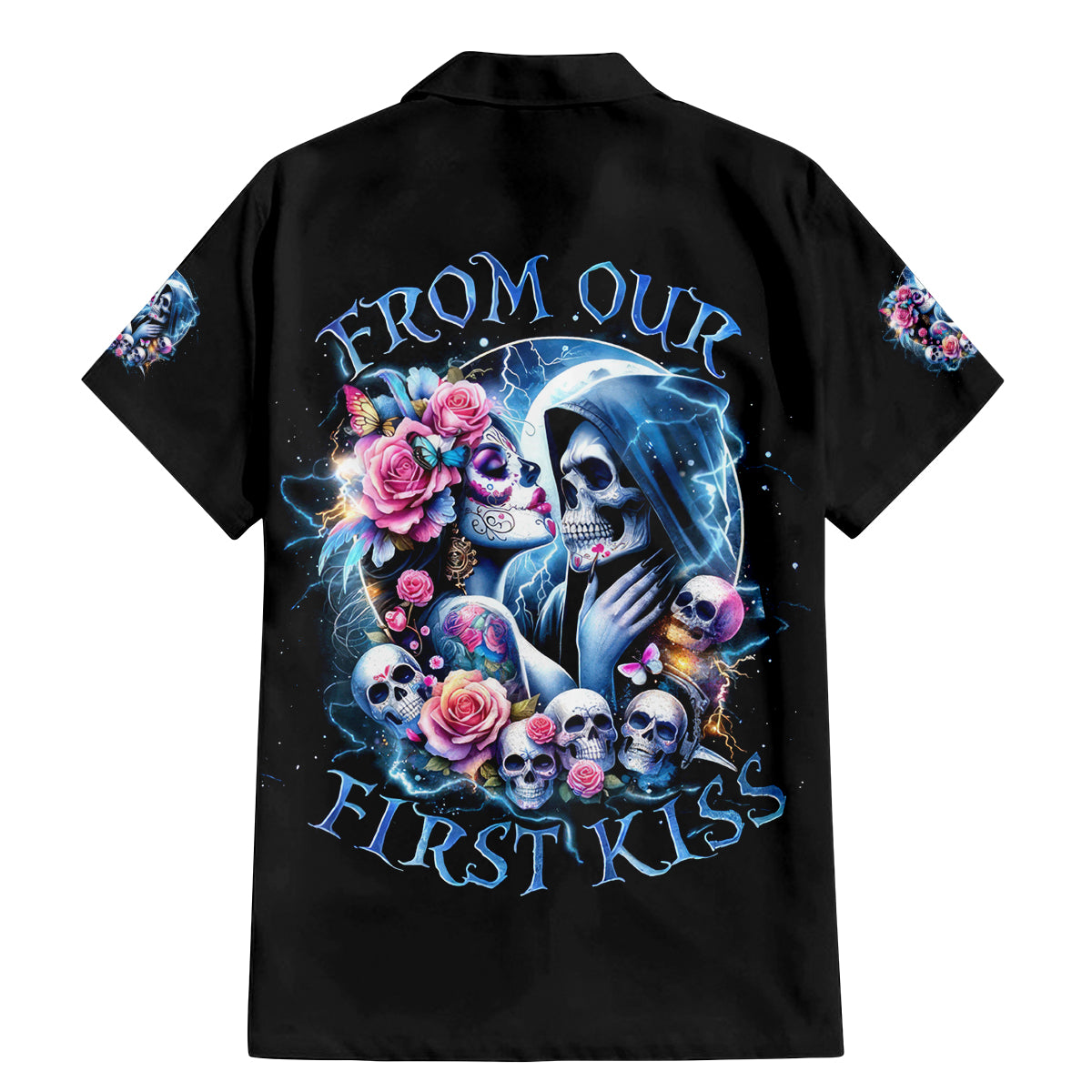 Couple Skull Family Matching Mermaid Dress and Hawaiian Shirt From Our Firse Kiss - Wonder Print Shop