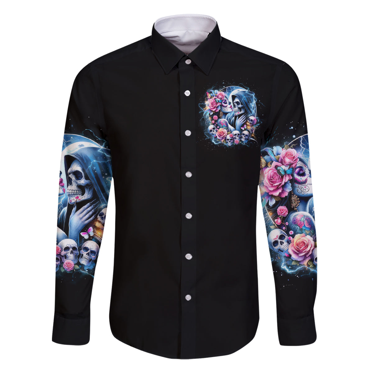 Couple Skull Family Matching Mermaid Dress and Hawaiian Shirt From Our Firse Kiss - Wonder Print Shop