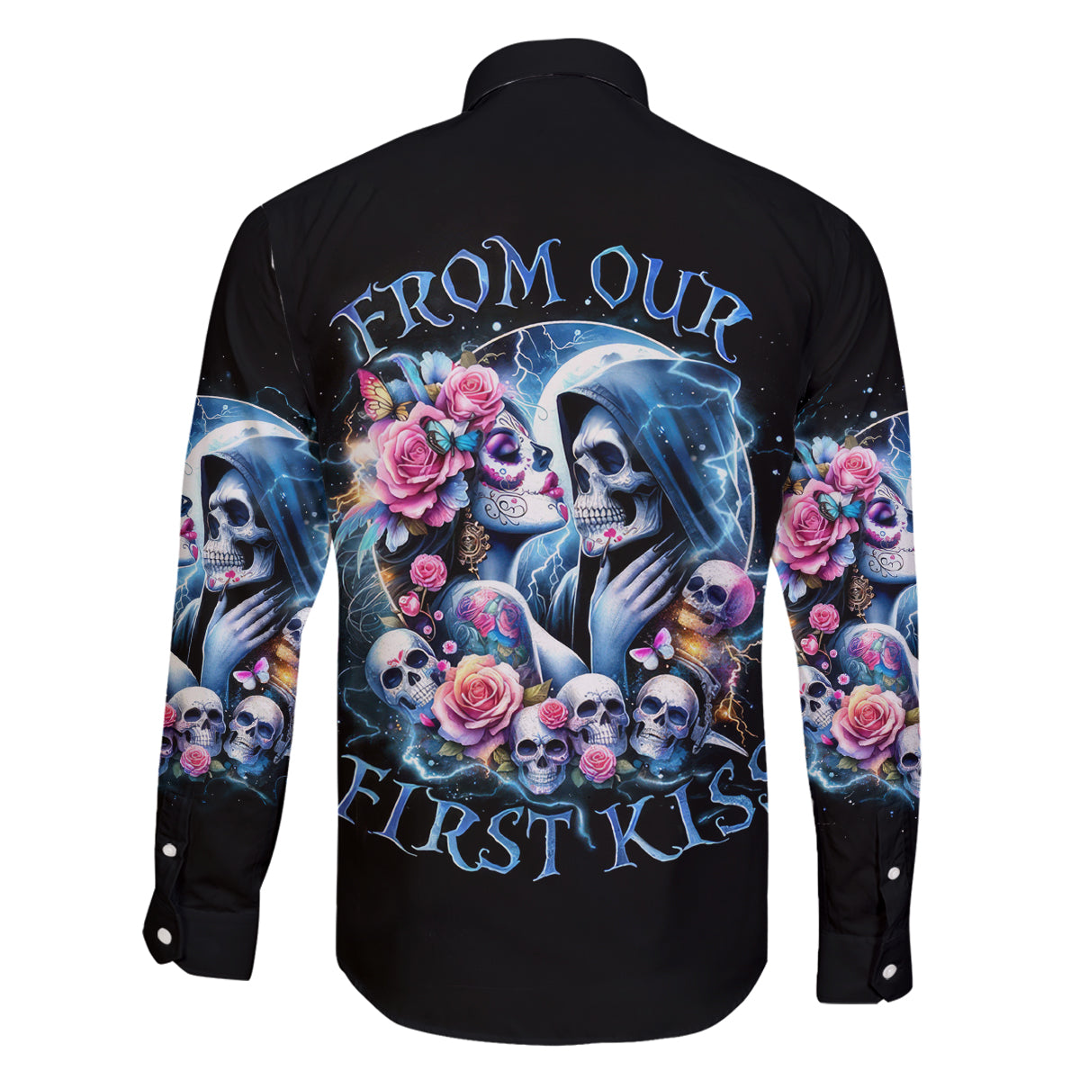 Couple Skull Family Matching Tank Maxi Dress and Hawaiian Shirt From Our Firse Kiss - Wonder Print Shop