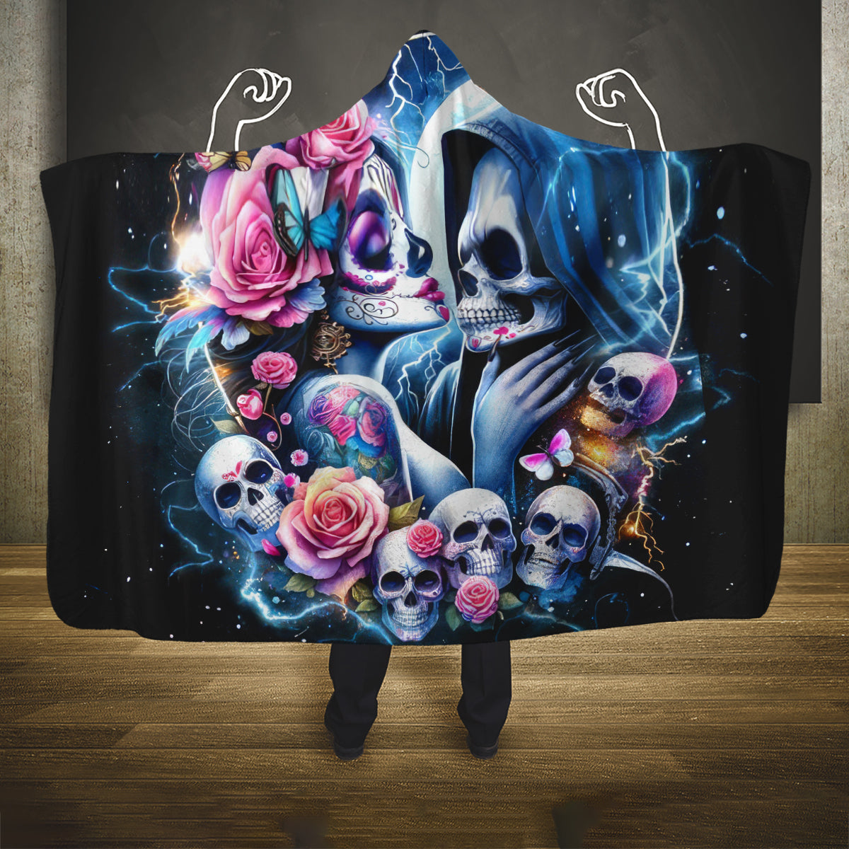 Couple Skull Hooded Blanket From Our Firse Kiss