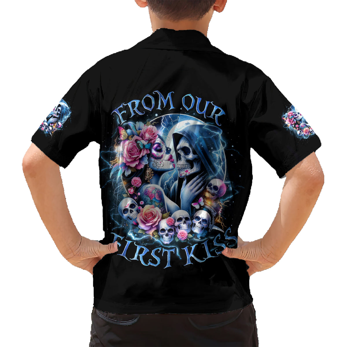 Couple Skull Kid Hawaiian Shirt From Our Firse Kiss - Wonder Print Shop
