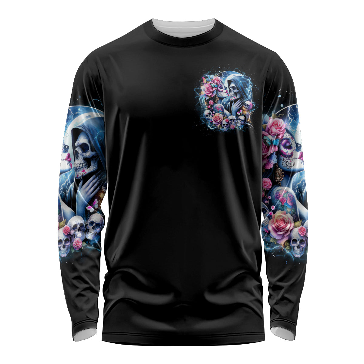Couple Skull Long Sleeve Shirt From Our Firse Kiss - Wonder Print Shop