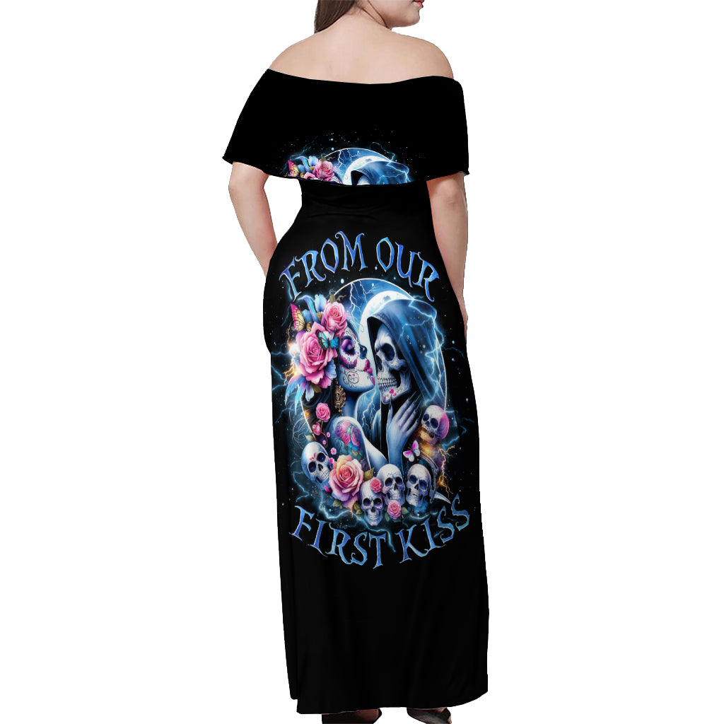 Couple Skull Off Shoulder Maxi Dress From Our Firse Kiss - Wonder Print Shop