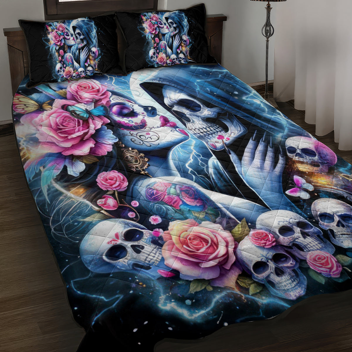 Couple Skull Quilt Bed Set From Our Firse Kiss - Wonder Print Shop
