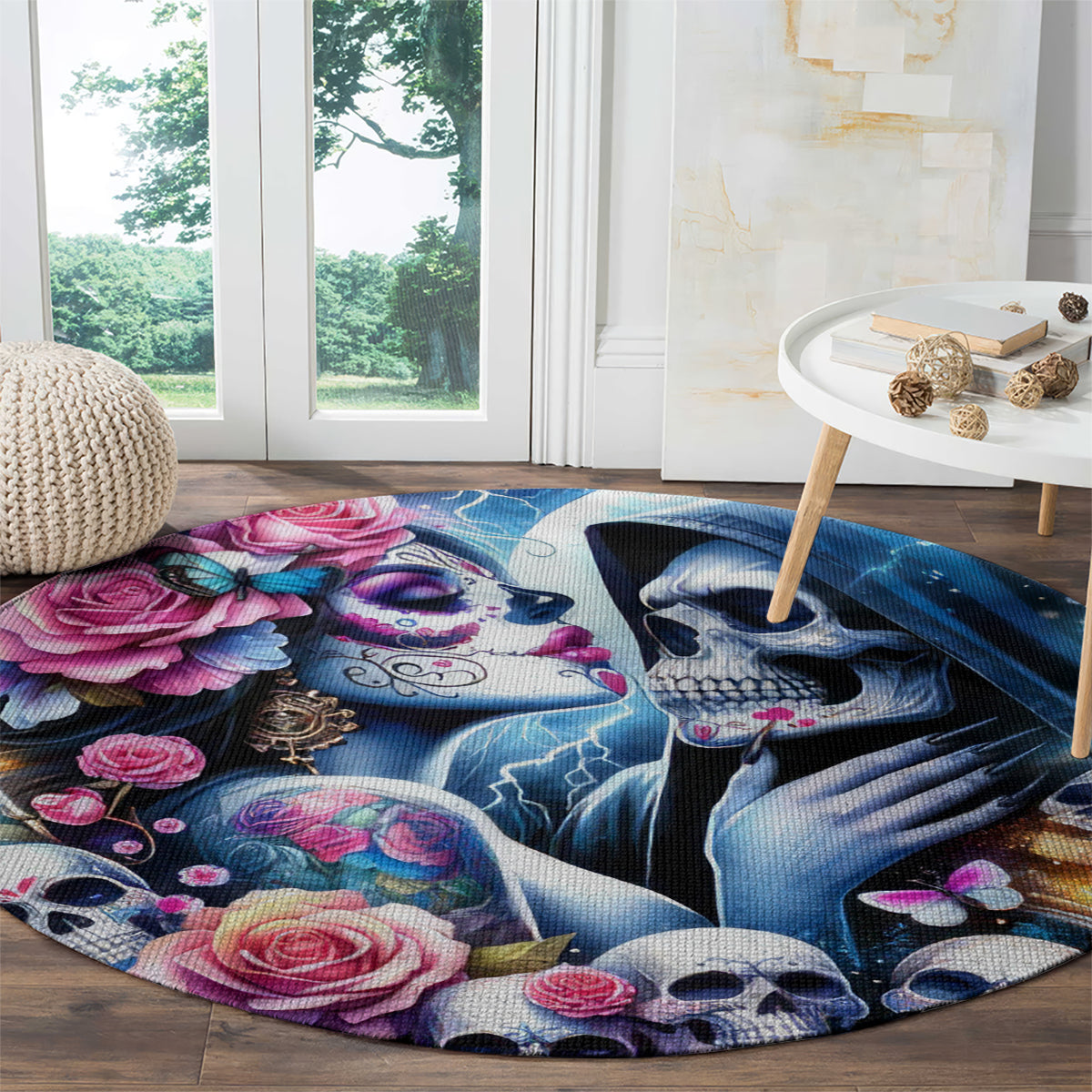 Couple Skull Round Carpet From Our Firse Kiss