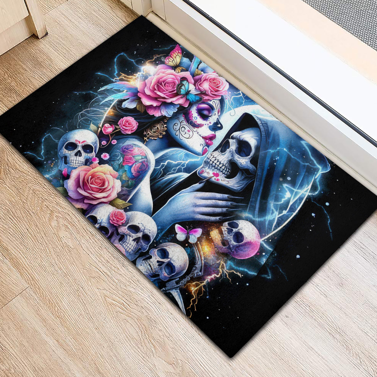 Couple Skull Rubber Doormat From Our Firse Kiss - Wonder Print Shop