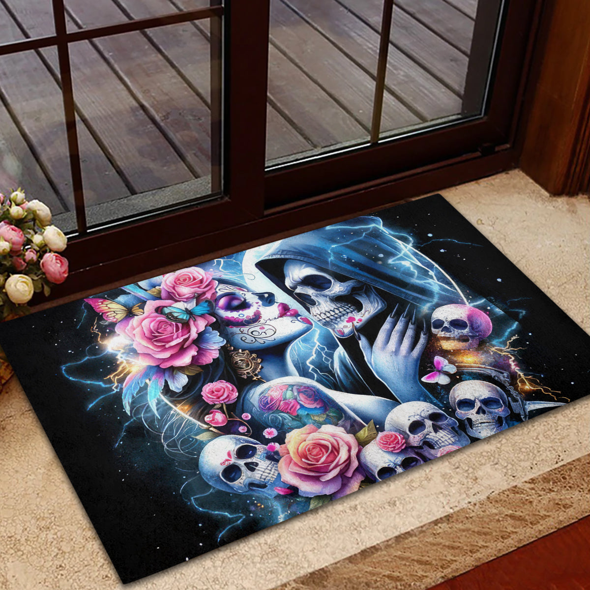 Couple Skull Rubber Doormat From Our Firse Kiss - Wonder Print Shop