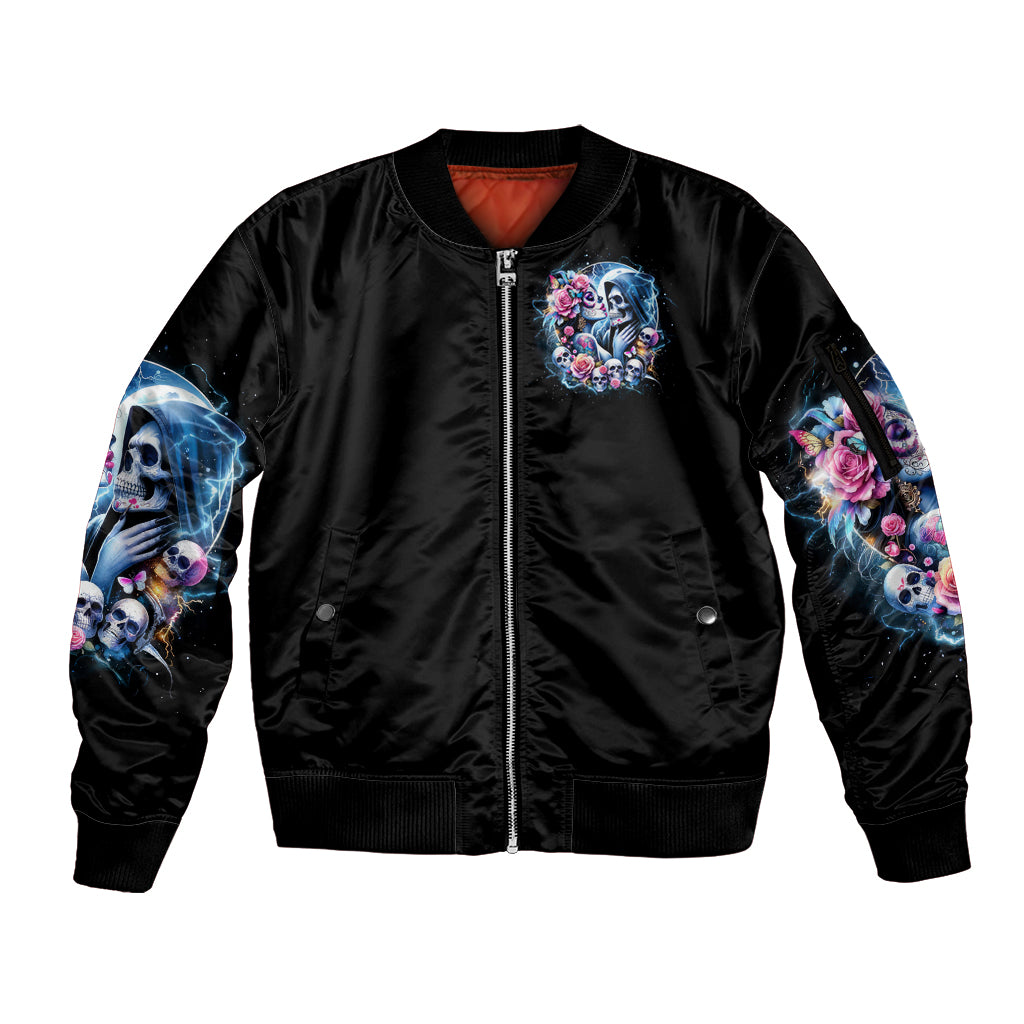 Couple Skull Sleeve Zip Bomber Jacket From Our Firse Kiss - Wonder Print Shop
