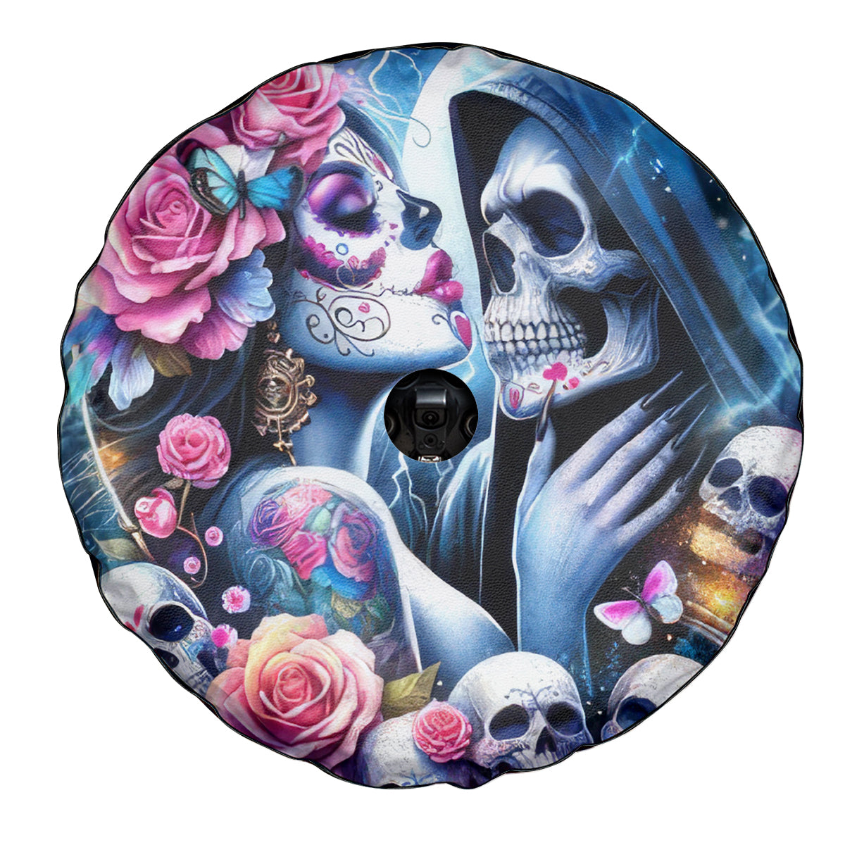 Couple Skull Spare Tire Cover From Our Firse Kiss - Wonder Print Shop