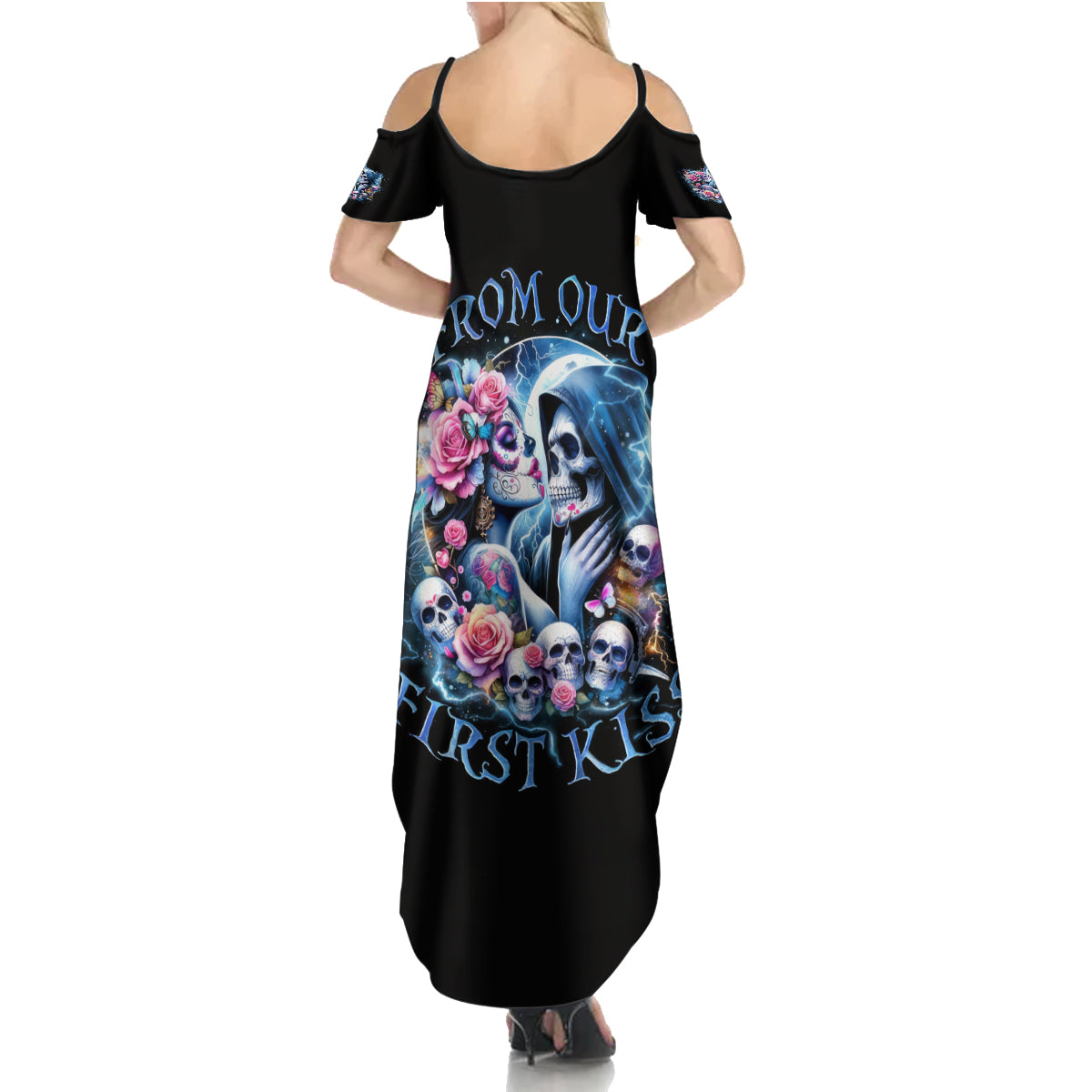 Couple Skull Summer Maxi Dress From Our Firse Kiss - Wonder Print Shop