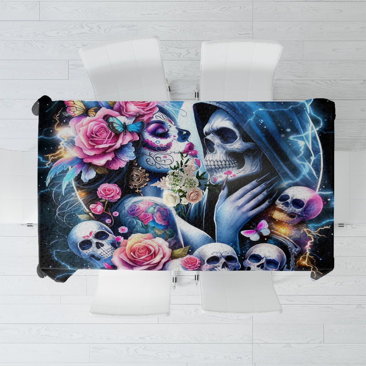 Couple Skull Tablecloth From Our Firse Kiss - Wonder Print Shop
