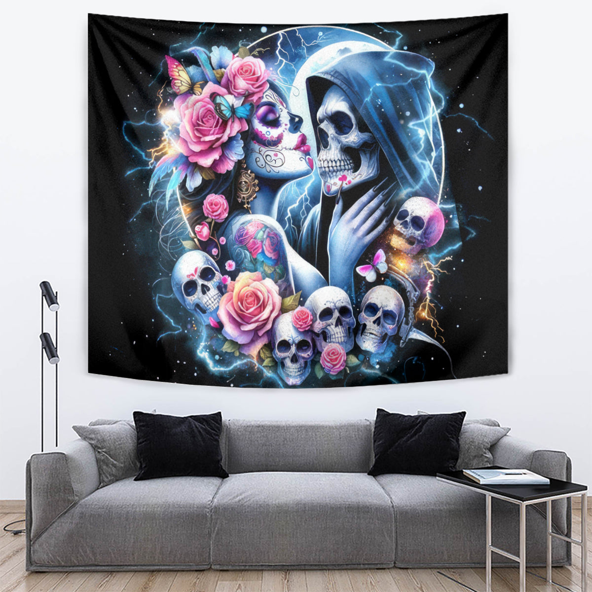Couple Skull Tapestry From Our Firse Kiss - Wonder Print Shop