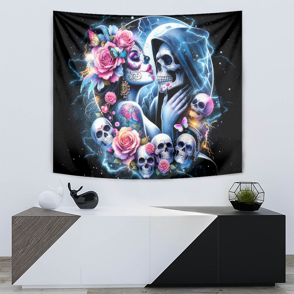 Couple Skull Tapestry From Our Firse Kiss - Wonder Print Shop