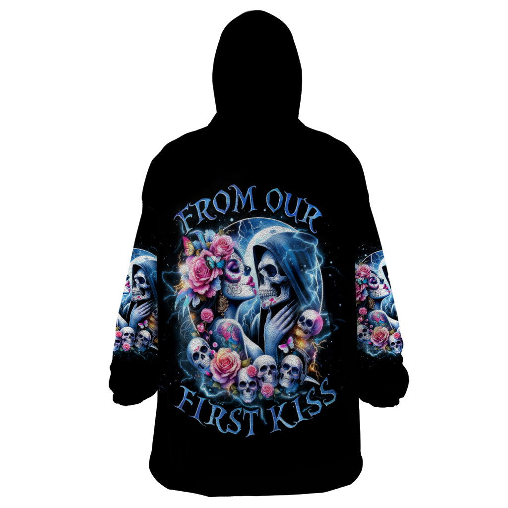 Couple Skull Wearable Blanket Hoodie From Our Firse Kiss - Wonder Print Shop