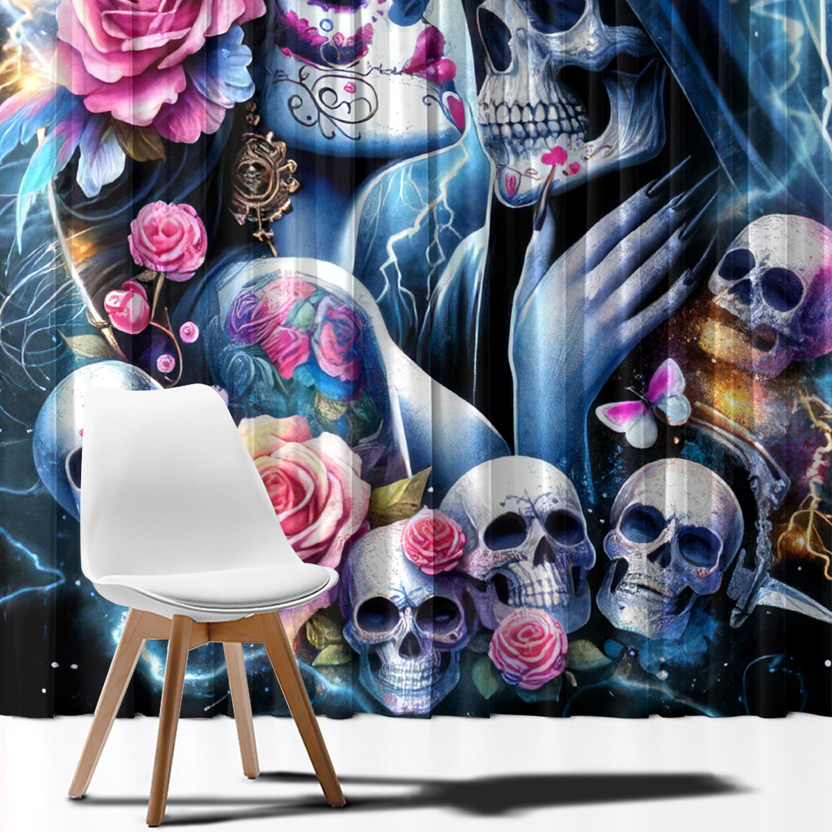 Couple Skull Window Curtain From Our Firse Kiss - Wonder Print Shop