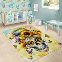 Sunflower Skull Area Rug She Is Sunshine Mixed With A Little Hurricane - Wonder Print Shop