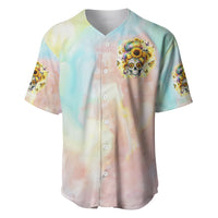 Sunflower Skull Baseball Jersey She Is Sunshine Mixed With A Little Hurricane - Wonder Print Shop