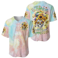 Sunflower Skull Baseball Jersey She Is Sunshine Mixed With A Little Hurricane - Wonder Print Shop