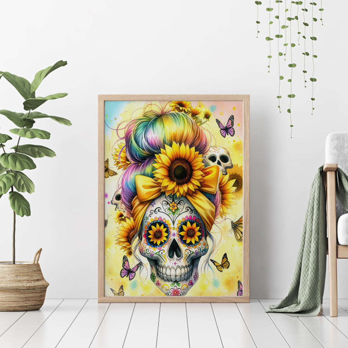 Sunflower Skull Canvas Wall Art She Is Sunshine Mixed With A Little Hurricane - Wonder Print Shop