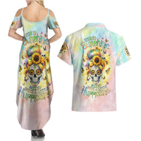 Sunflower Skull Couples Matching Summer Maxi Dress and Hawaiian Shirt She Is Sunshine Mixed With A Little Hurricane - Wonder Print Shop