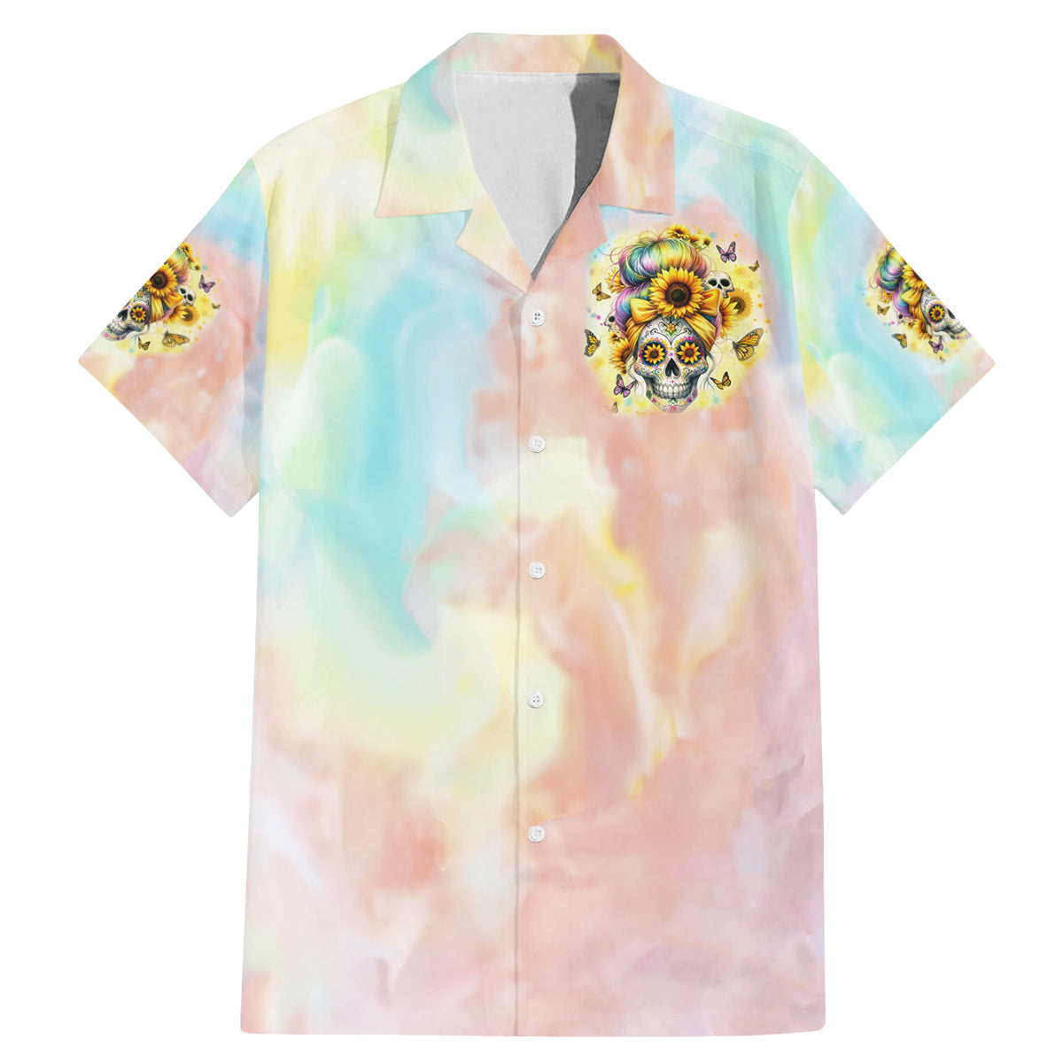 Sunflower Skull Family Matching Mermaid Dress and Hawaiian Shirt She Is Sunshine Mixed With A Little Hurricane - Wonder Print Shop