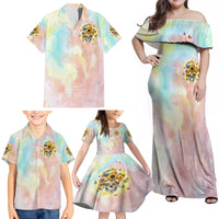 Sunflower Skull Family Matching Off Shoulder Maxi Dress and Hawaiian Shirt She Is Sunshine Mixed With A Little Hurricane - Wonder Print Shop