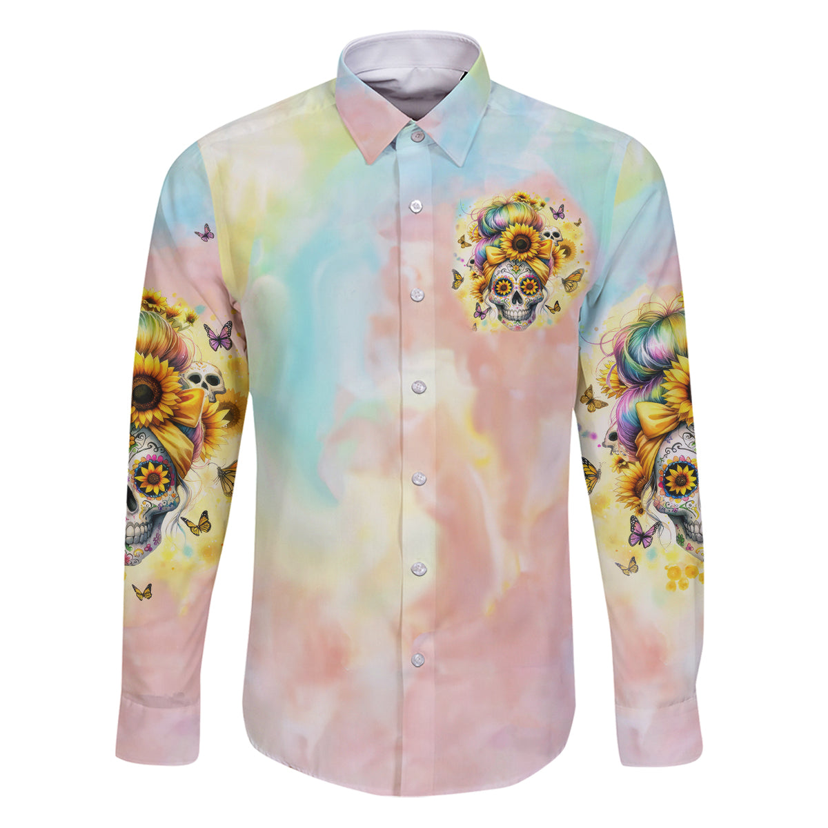 Sunflower Skull Family Matching Puletasi and Hawaiian Shirt She Is Sunshine Mixed With A Little Hurricane - Wonder Print Shop