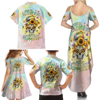 Sunflower Skull Family Matching Summer Maxi Dress and Hawaiian Shirt She Is Sunshine Mixed With A Little Hurricane - Wonder Print Shop