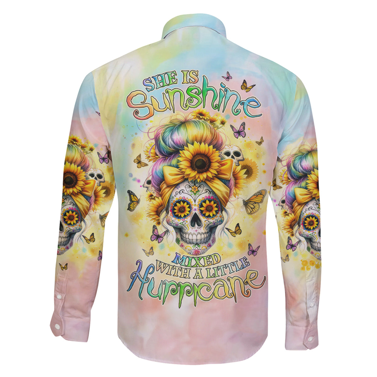 Sunflower Skull Family Matching Summer Maxi Dress and Hawaiian Shirt She Is Sunshine Mixed With A Little Hurricane - Wonder Print Shop