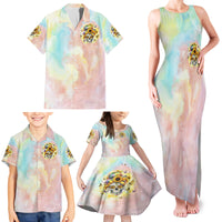 Sunflower Skull Family Matching Tank Maxi Dress and Hawaiian Shirt She Is Sunshine Mixed With A Little Hurricane - Wonder Print Shop