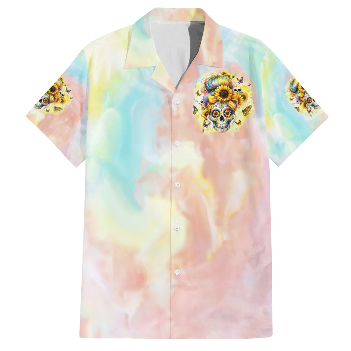 Sunflower Skull Family Matching Tank Maxi Dress and Hawaiian Shirt She Is Sunshine Mixed With A Little Hurricane - Wonder Print Shop