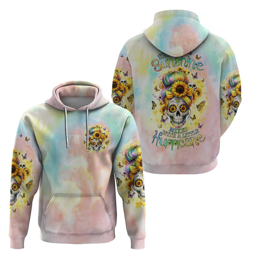 Sunflower Skull Hoodie She Is Sunshine Mixed With A Little Hurricane - Wonder Print Shop