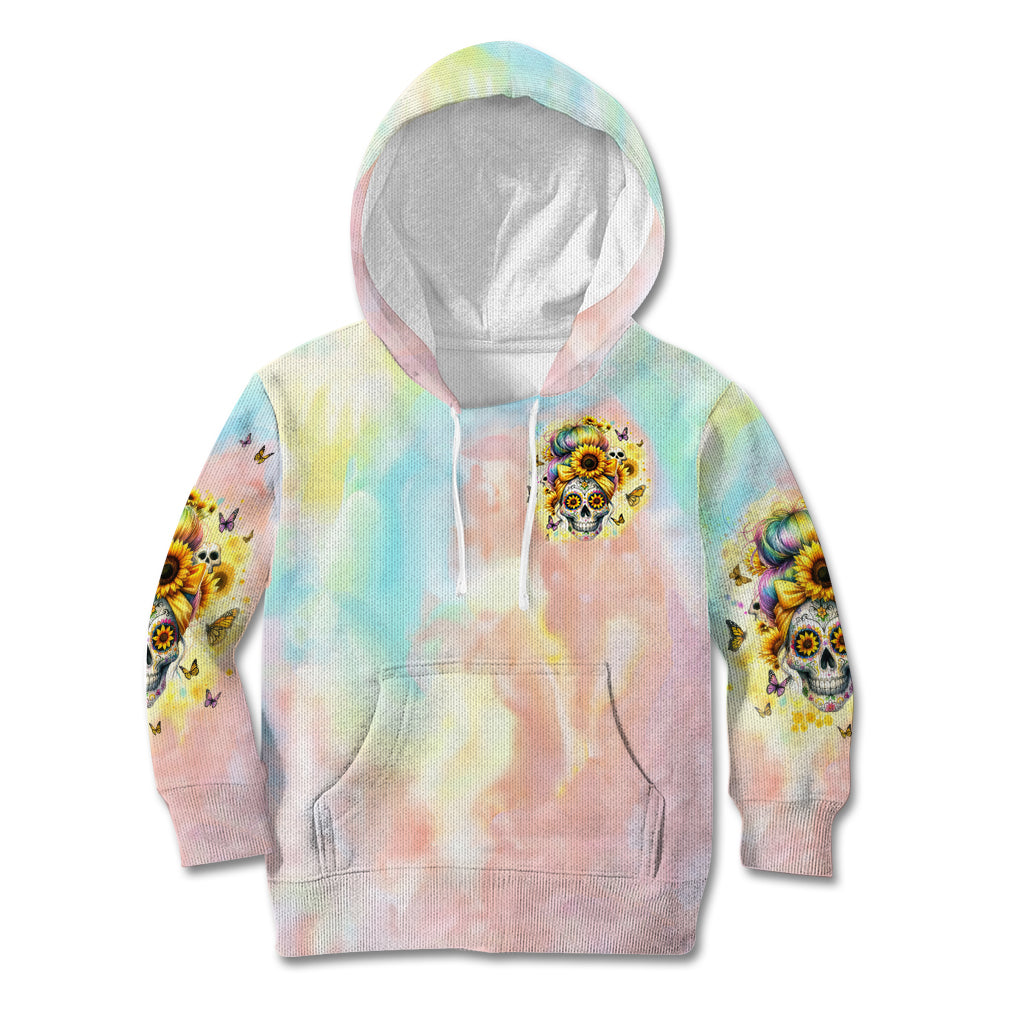Sunflower Skull Kid Hoodie She Is Sunshine Mixed With A Little Hurricane - Wonder Print Shop