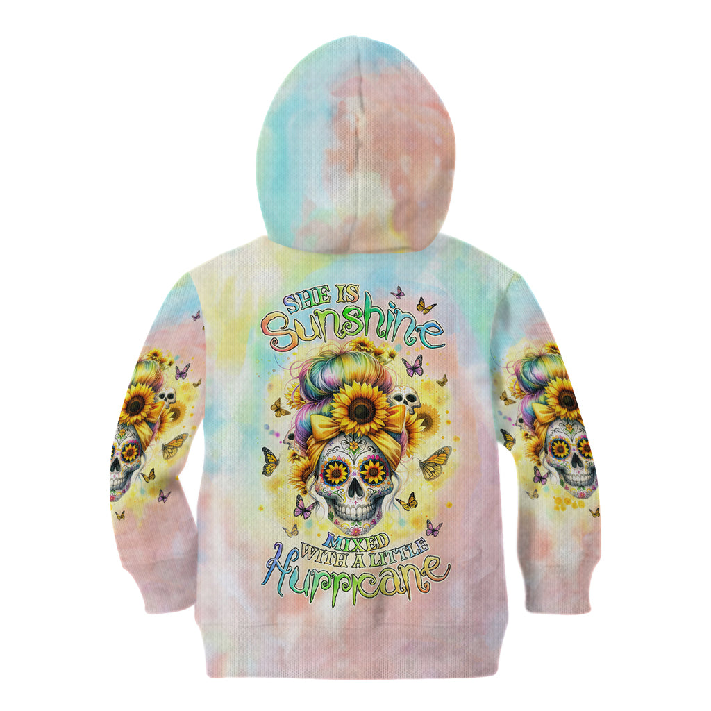 Sunflower Skull Kid Hoodie She Is Sunshine Mixed With A Little Hurricane - Wonder Print Shop