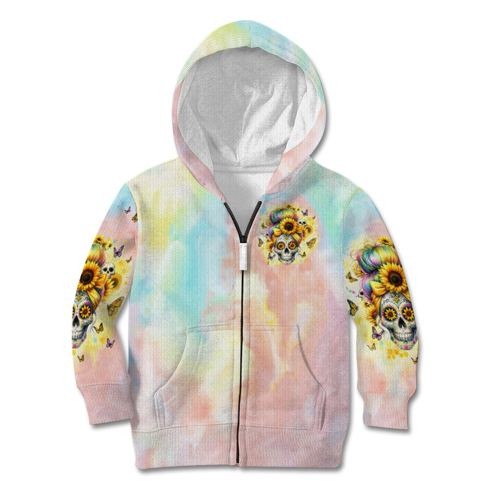 Sunflower Skull Kid Hoodie She Is Sunshine Mixed With A Little Hurricane - Wonder Print Shop