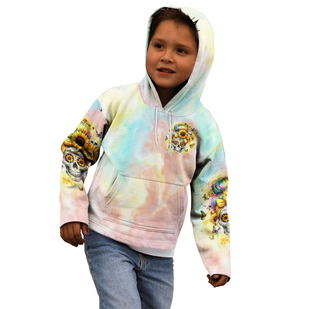 Sunflower Skull Kid Hoodie She Is Sunshine Mixed With A Little Hurricane - Wonder Print Shop
