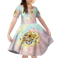 Sunflower Skull Kid Short Sleeve Dress She Is Sunshine Mixed With A Little Hurricane - Wonder Print Shop