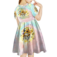 Sunflower Skull Kid Short Sleeve Dress She Is Sunshine Mixed With A Little Hurricane - Wonder Print Shop