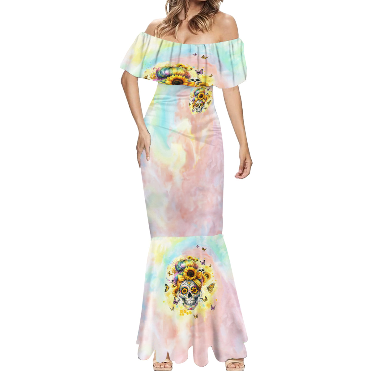 Sunflower Skull Mermaid Dress She Is Sunshine Mixed With A Little Hurricane - Wonder Print Shop