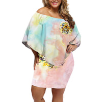 Sunflower Skull Off Shoulder Short Dress She Is Sunshine Mixed With A Little Hurricane - Wonder Print Shop